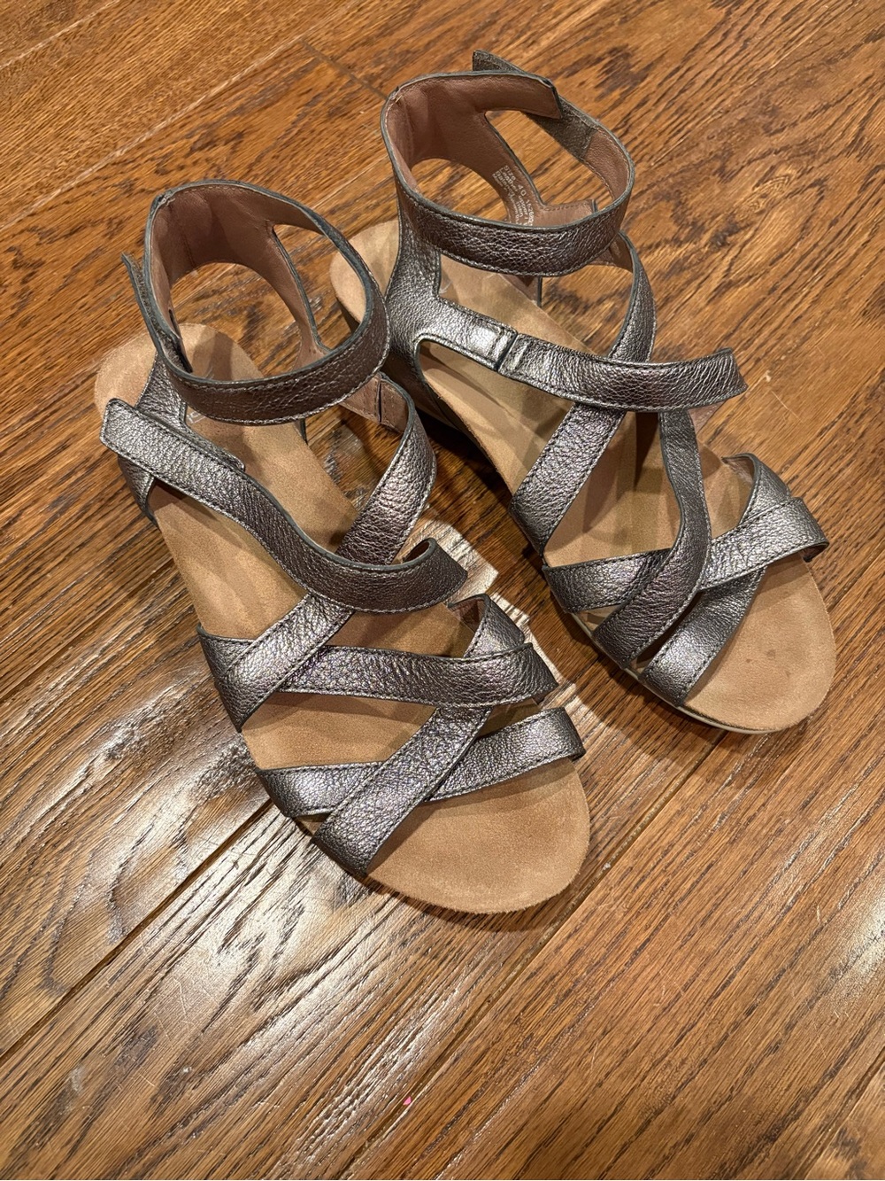 Dansko Metallic Pewter Strappy Sandals